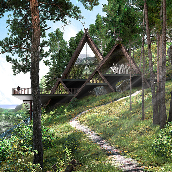 Volodymyr Fushtei 3D Render House Forest